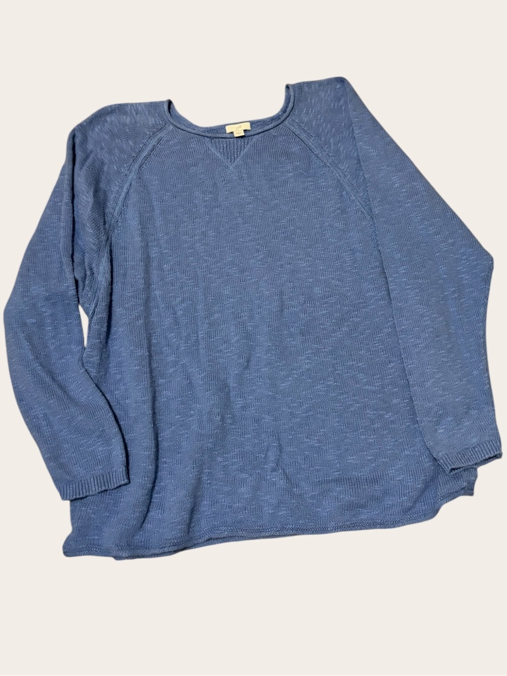 J.Jill 100% Cotton Blue Lightweight Knit Sweater M Raglan Relaxed Pullover